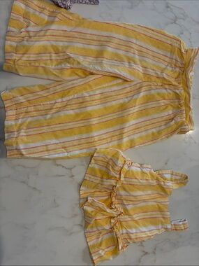 btween Yellow & White Striped Girls Pajama Set